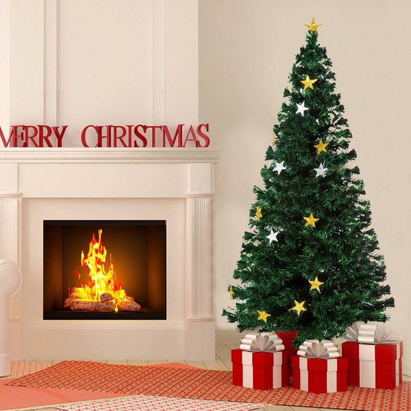 Árvore de Natal Verde Φ 80 x 180 cm Árvore de Fibra Ótica com 28 Luzes