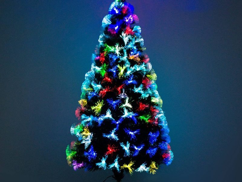 Árvore de Natal 90cm Artificial Árvore com Suporte Fibra Óptica 4 Cores 1