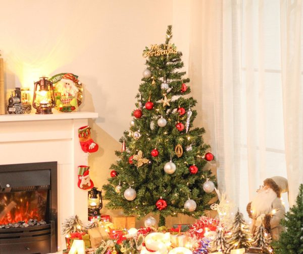 Árvore de Natal artificial com 490 ramos 170 luzes LED Estrutura articulada com base dobrável de metal - Image 1